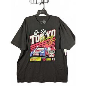 Hello Kitty Tokyo Racing Shirt Mens 2XL Black Cotton Graphic Tee Sanrio Japanese